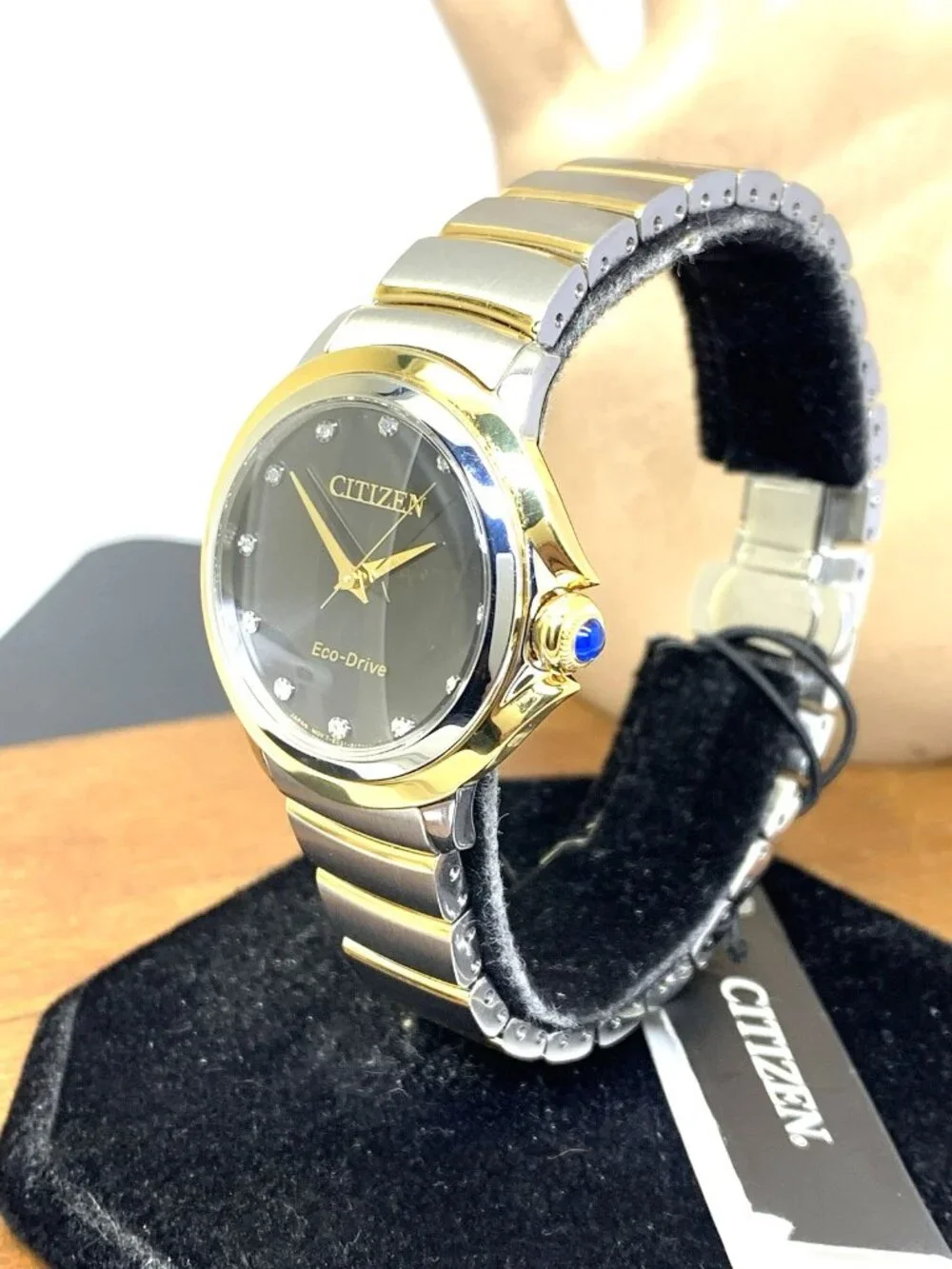 Citizen Womens Watch EM0954-50E Eco Drive Diamond Black Dial Two Tone Steel 32mm